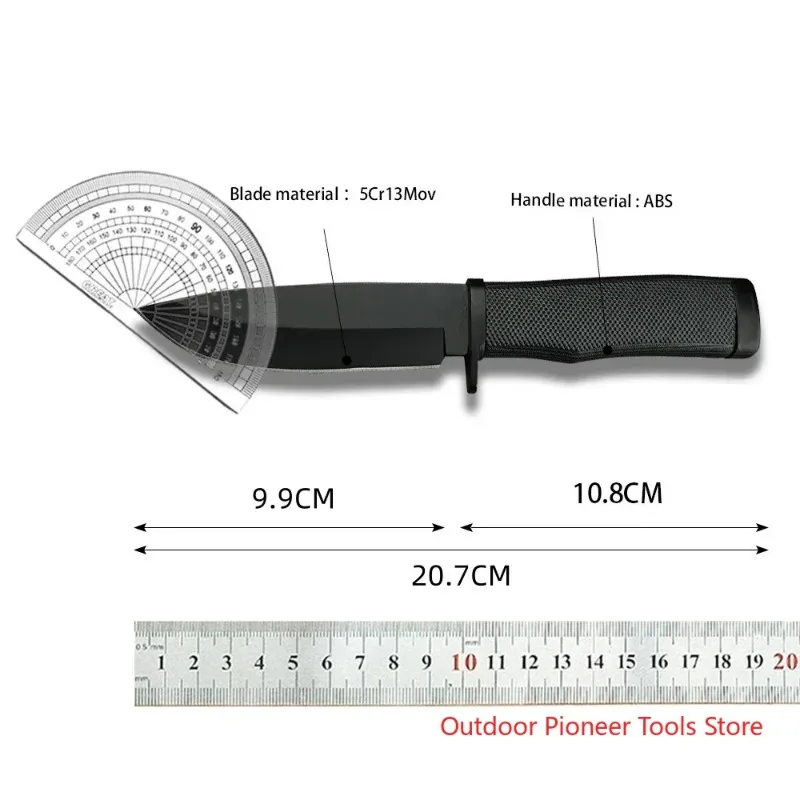 High hardness practical outdoor straight knife, 5Cr13Mov blade, ABS handle camping hunting nylon sheath life-saving tool knife