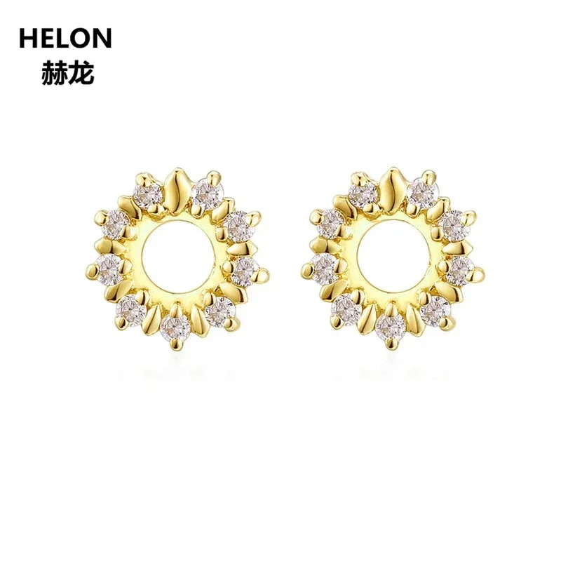 SI/H 100% Natural Diamonds Stud Earrings for Women Solid 14k Yellow Gold Unique Earrings Trendy Party Fine Jewelry Gift