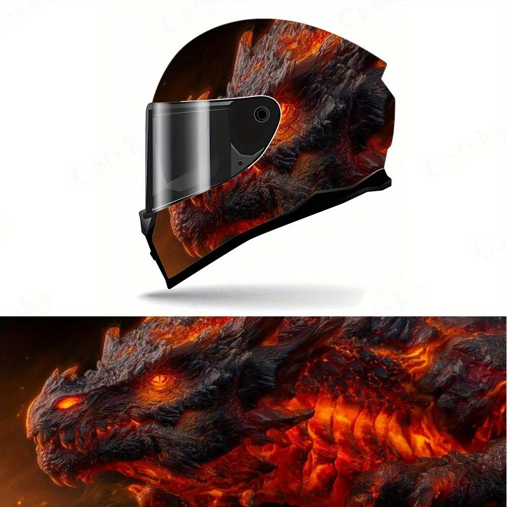 

Lava Dragon Sci-Fi Design Motorcycle Helmet Decal - Waterproof, Scratch-Resistant UV Protective Film with Detachable Label, Fit