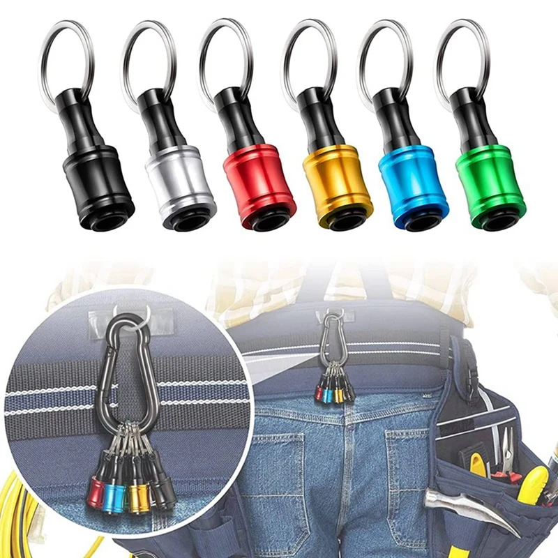 4Set Drill Bit Holder 1/4Inch Hex Shank Keychain Extension Bar Aluminum Alloy Magnetic Pivot Screwdriver Bits Holder Set