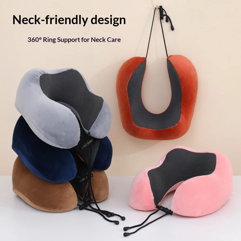 Memory Foam U-Shaped Travel Pillow, 360° Neck Support, Ergonomic Headrest, Soft Comfort for Car, Office, Airplane, Home