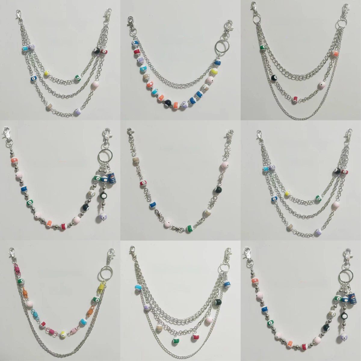 Cross border billiards bead pants chain, unisex multi-layer metal chain decoration punk style jeans hanging chain