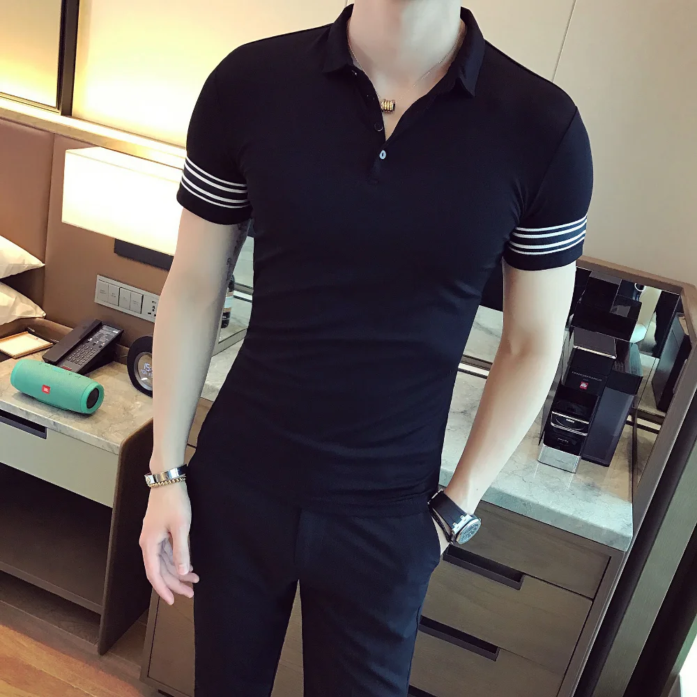 2023 Summer Short Sleeve POLO Shirts Men Slim Casual T-shirts Men Clothing Business Social Slim Fit Polos Streetwear Tee Tops