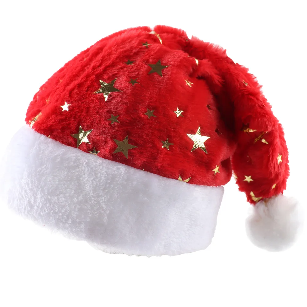 

White And Red Sequin Star Snowflake Santa Hat Plush Christmas Hat Christmas Party Decoration Supplies Christmas Toy Gifts