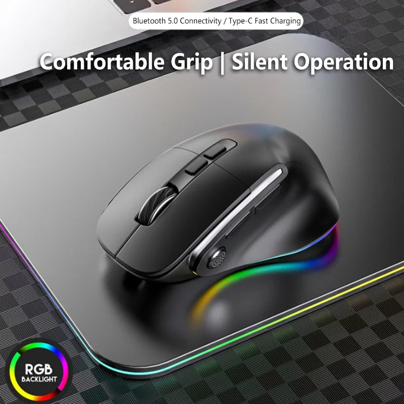 

New Vertical Mouse 2.4g Wireless Dual-mode Mouse Ergonomic Charging With Finger Holder Gaming Mouse RGB Long-lasting Battery