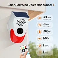 120db Solar Infrared Motion Alarm Sensor Remote Control Siren Strobe Light DIY Voice Announcer Outside Weatherproof PIR Sensor
