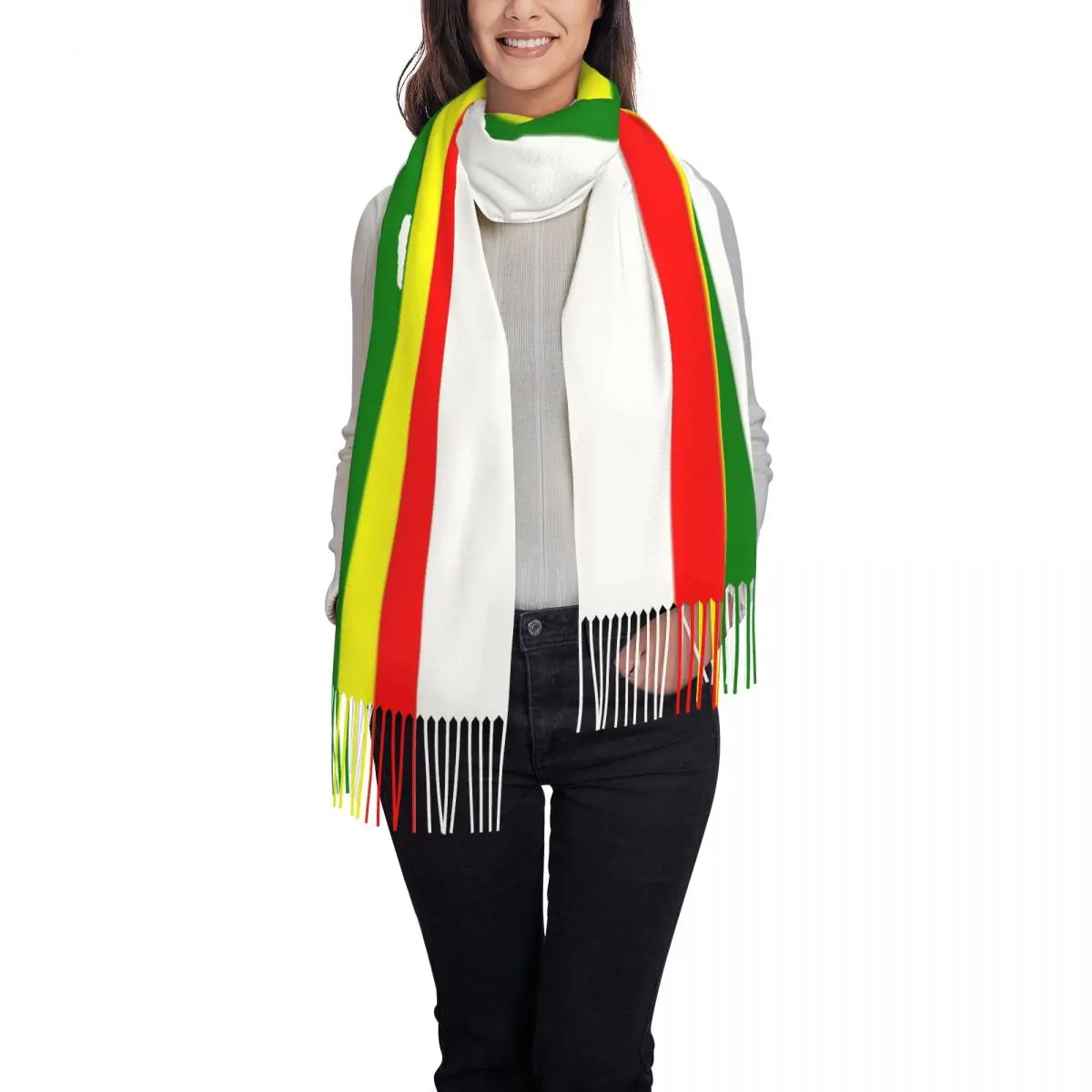 Custom Printed Rasta Stripe Rasta Scarf Women Men Winter Warm Scarves Jamaican Shawls Wraps