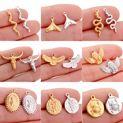 3Pcs/Lot Stainless Steel Animal Pendants Eagles/Snake/Virgin Mary Charms for DIY Handmade Jewelry Making Finding Crafts Supplies