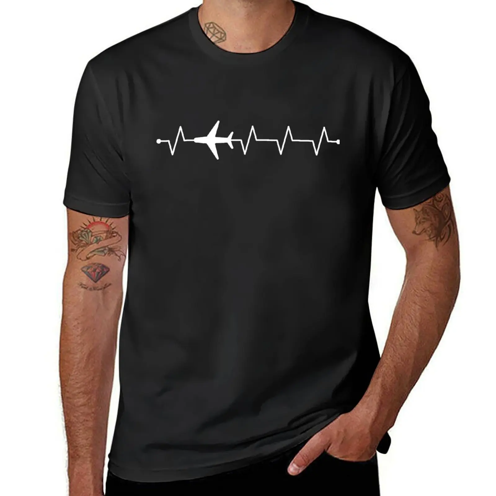 

Airplane Pilot Heartbeat T-Shirt for a boy vintage hippie clothes mens t shirts