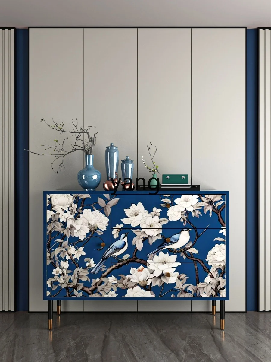 CX New Chinese Style Painted Living Room Wall Dining Side Hallway Curio Cabinet Bedroom Solid Wood Storage Locker