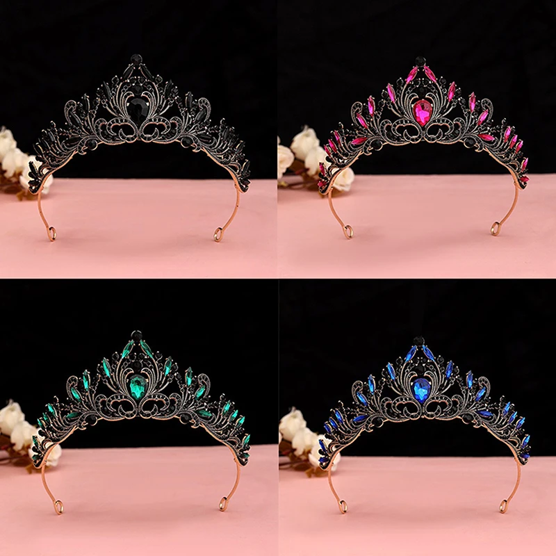 Corona de Tiara de cristal para niñas, joyería elegante para el cabello, fiesta de boda, Princesa, diamantes de imitación