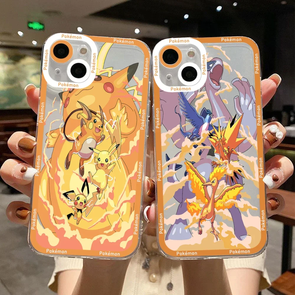 Cartoon Pokémons Pikachu Gengar Eevee Phone Case For iPhone 15 14 13 12 Mini 11 Pro Max X XR XS Soft Silicone Transparent Cover