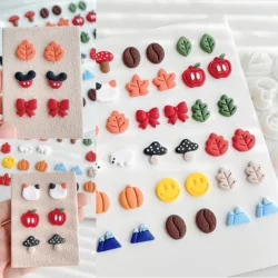 Mini Earrings Polymer Clay Cutter Mushroom Leaf Animal Forest Shape Clay Mold Mini Mouse  Clay Cutters For DIY Earrings