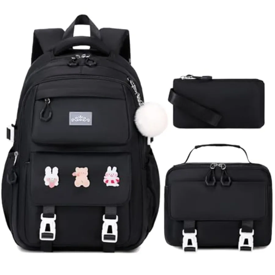 

3PCS Girls Backpack for School, Backpack for Girls with Lunch Box Pencil Case Set for Teen Girl Elementary Primary Middle High