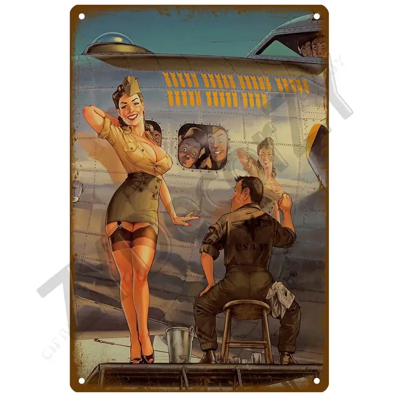 CIFBUY Funny Metal Tin Sign Aircraft in Sky, Retro Pilot Decor, 20x30 cm Vintage Airplane Wall Art for Garage, Bar, Man Cave
