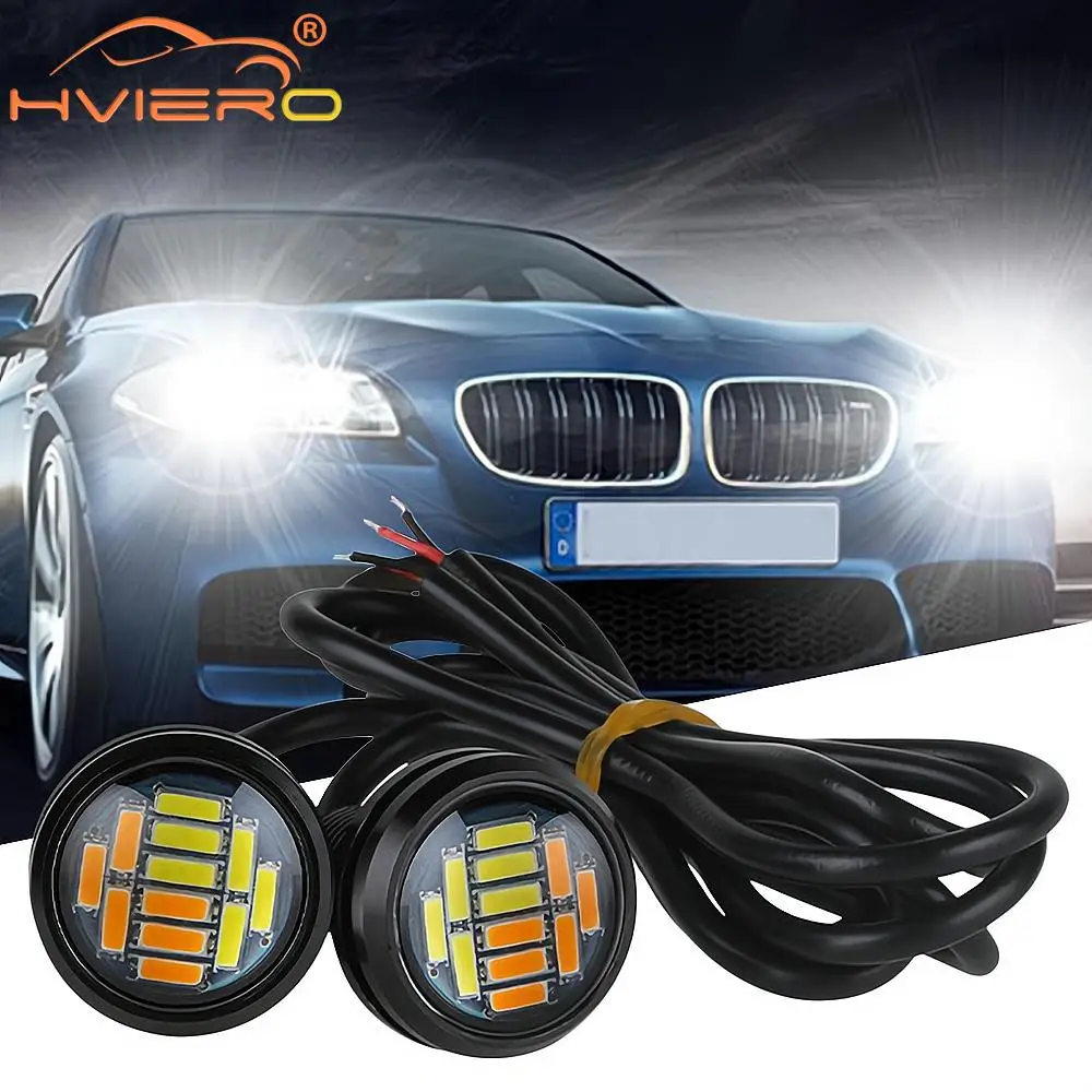 10Pcs Car Daytime Running Lights 4014 12SMD Turn Signal Reverse Autos Lamps White Eagle Bulbs Eye Cars Motorcycle Leds Lighting