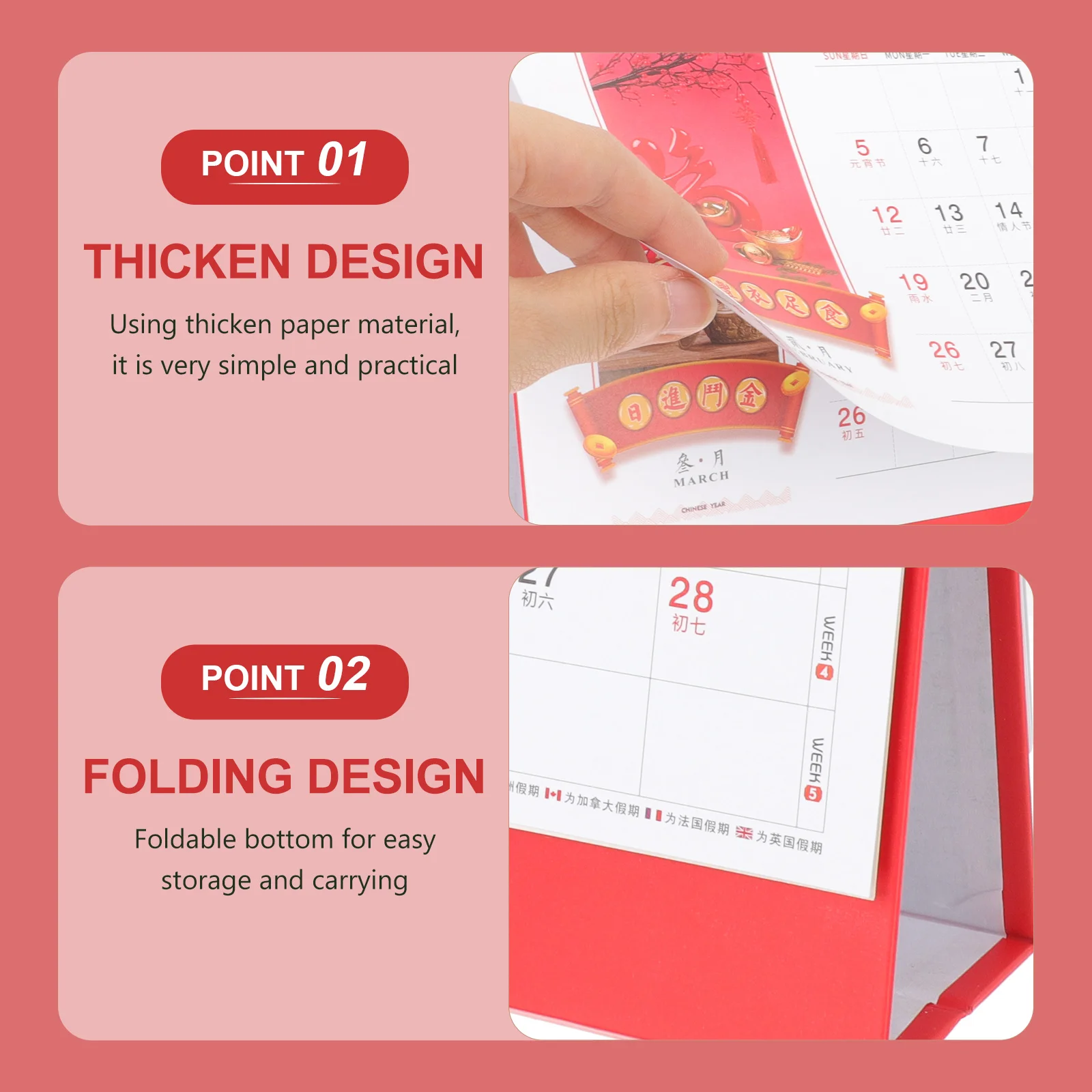 

Year of Rabbit Desk Calendar Double Coil Desktop Paper Iron Material Smooth Writing 2023 Schedule Planning Practical
