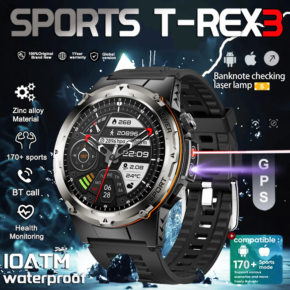 

2025New NFC Military SmartWatch Men outdoor compass Sport Fitness GPS tracker HD call infrared IP68 Waterproof Watch Men 500mAH