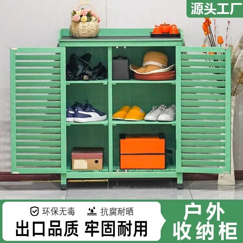 Outdoor Cabinet Waterproof Sunscreen Antiseptic Courtyard Balcony Locker Outdoor Garden Tools Shoe Cabinet Locker