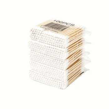 100/500/700/1000pcs Double HEAD ไม้ผ้าฝ้าย Swab จมูกหูทําควา...