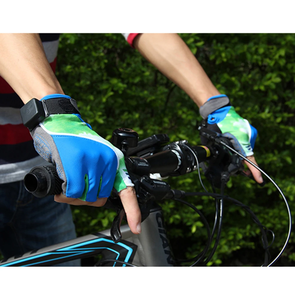 

Cycling Gloves Outdoor Breathable Non-slip Green LED Half Finger Short for Riding Biking Gloves Lightweight Soft