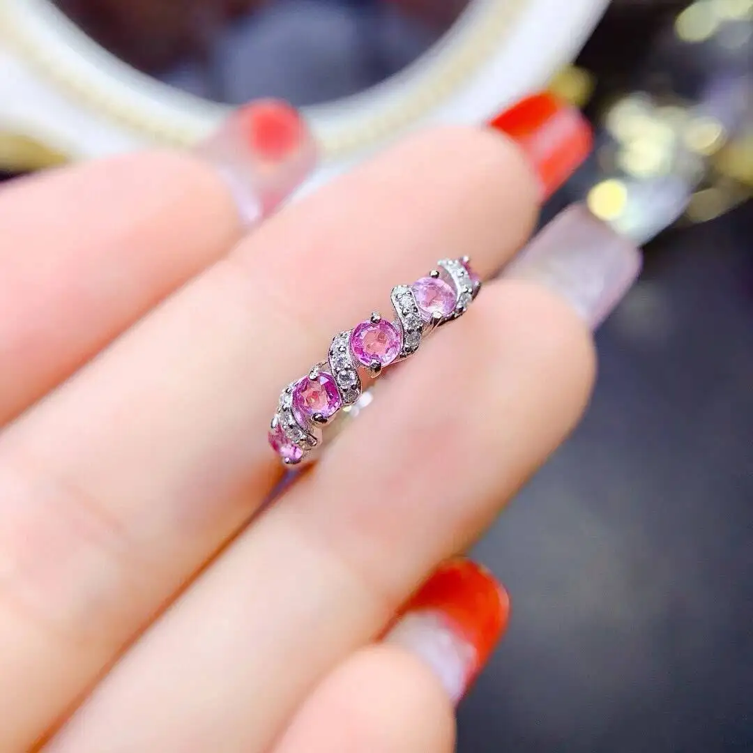 KJJEAXCMY Jewelry Natural Women's Pink Sapphire Ring 925 silver inlay Colorful and splendid Crystal pure fire flash explosion