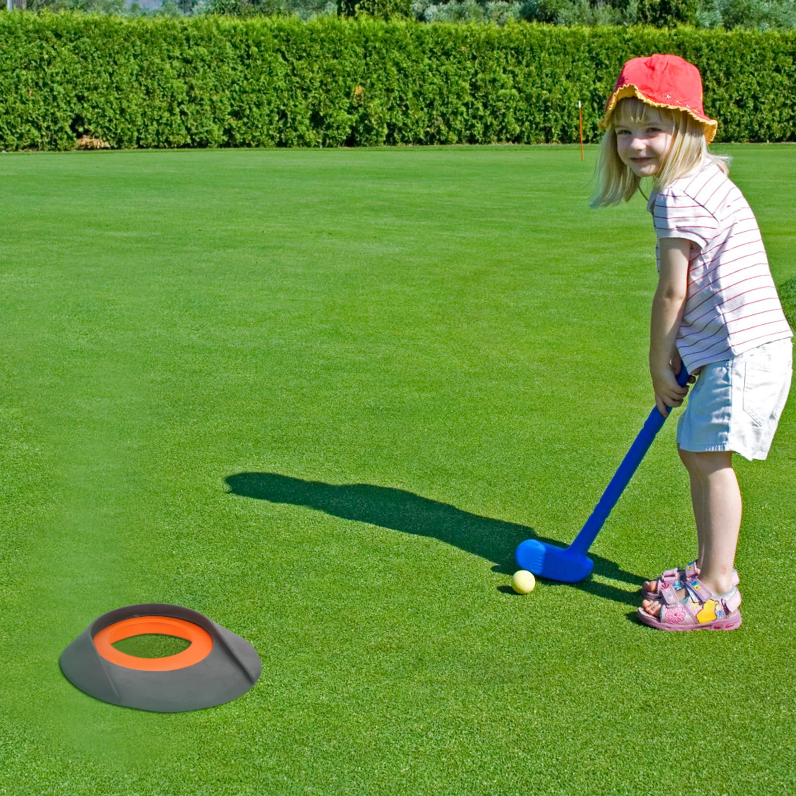 

Putting Practice Plate Golf Hole Training Equipment Grey Orange TPR Portable Putter Accessory Accuracy Drill