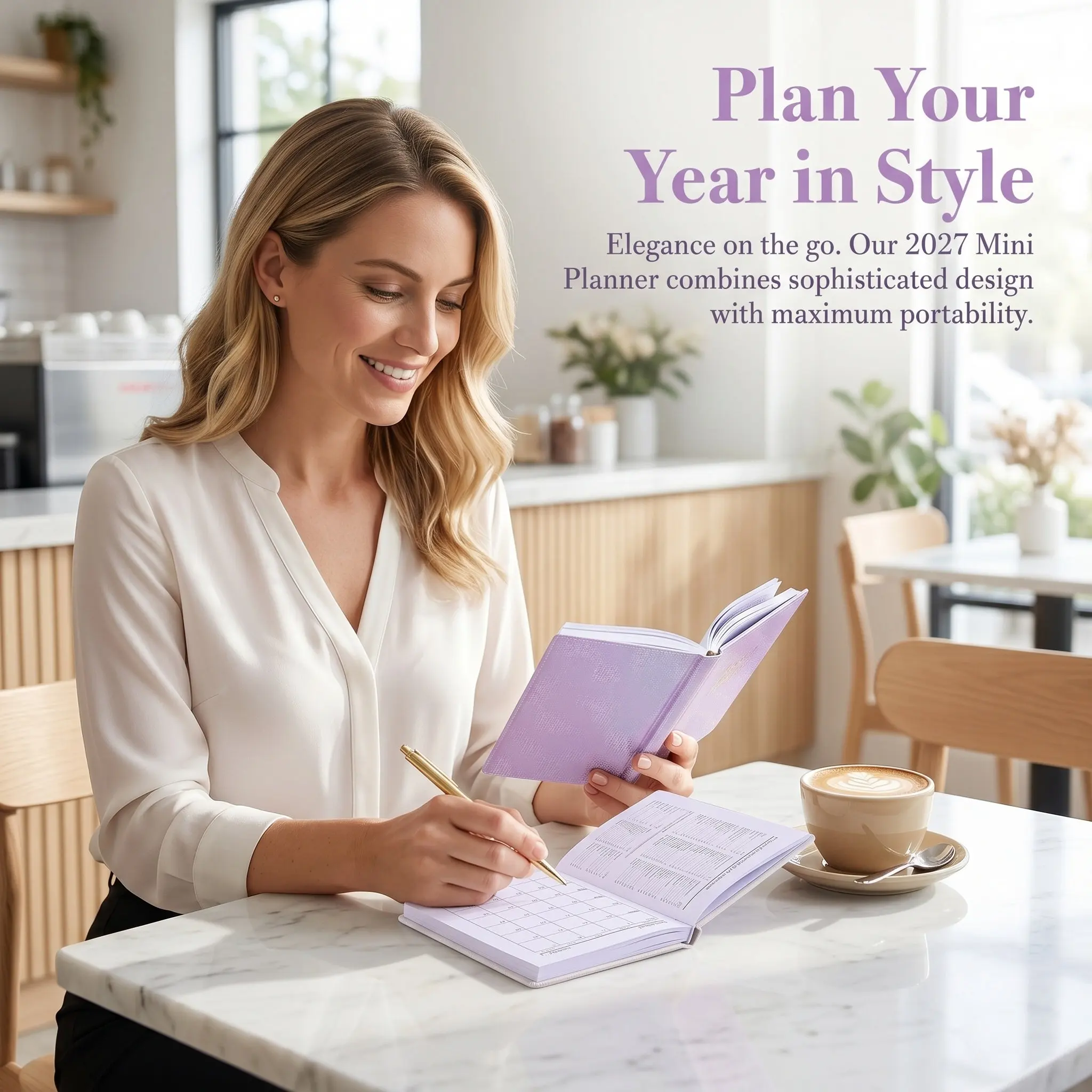 2027 Mini Pocket Weekly Planner A7 Size Elegant PU Cover Monthly and Weekly Calendar Organizer Notebook Portable Schedule