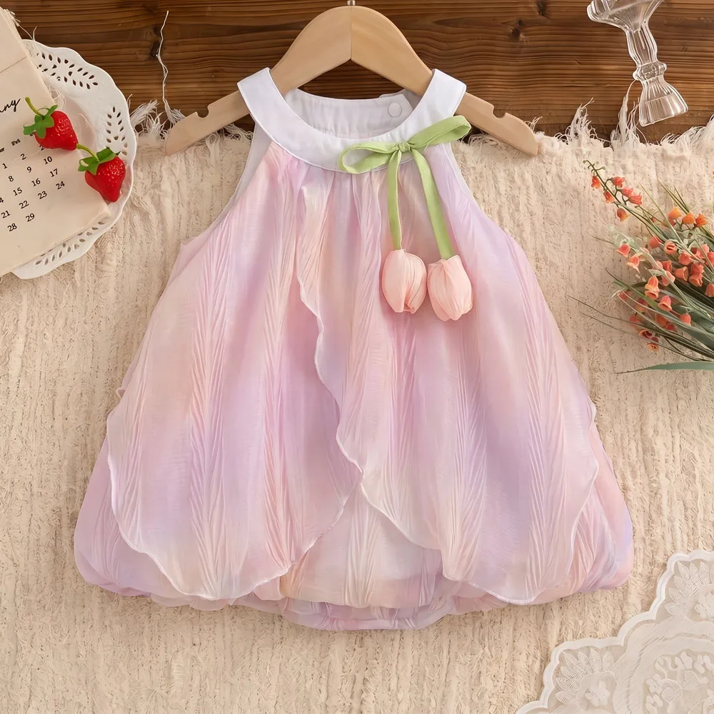 Sommer-Baby-Strampler aus Baumwolle Kleinkind-Prinzessinnenkleid Säuglings-Mädchen-Bodysuit Baby-Einteiler 0-24 Monate Kleinkind-Geburtstagskleid
