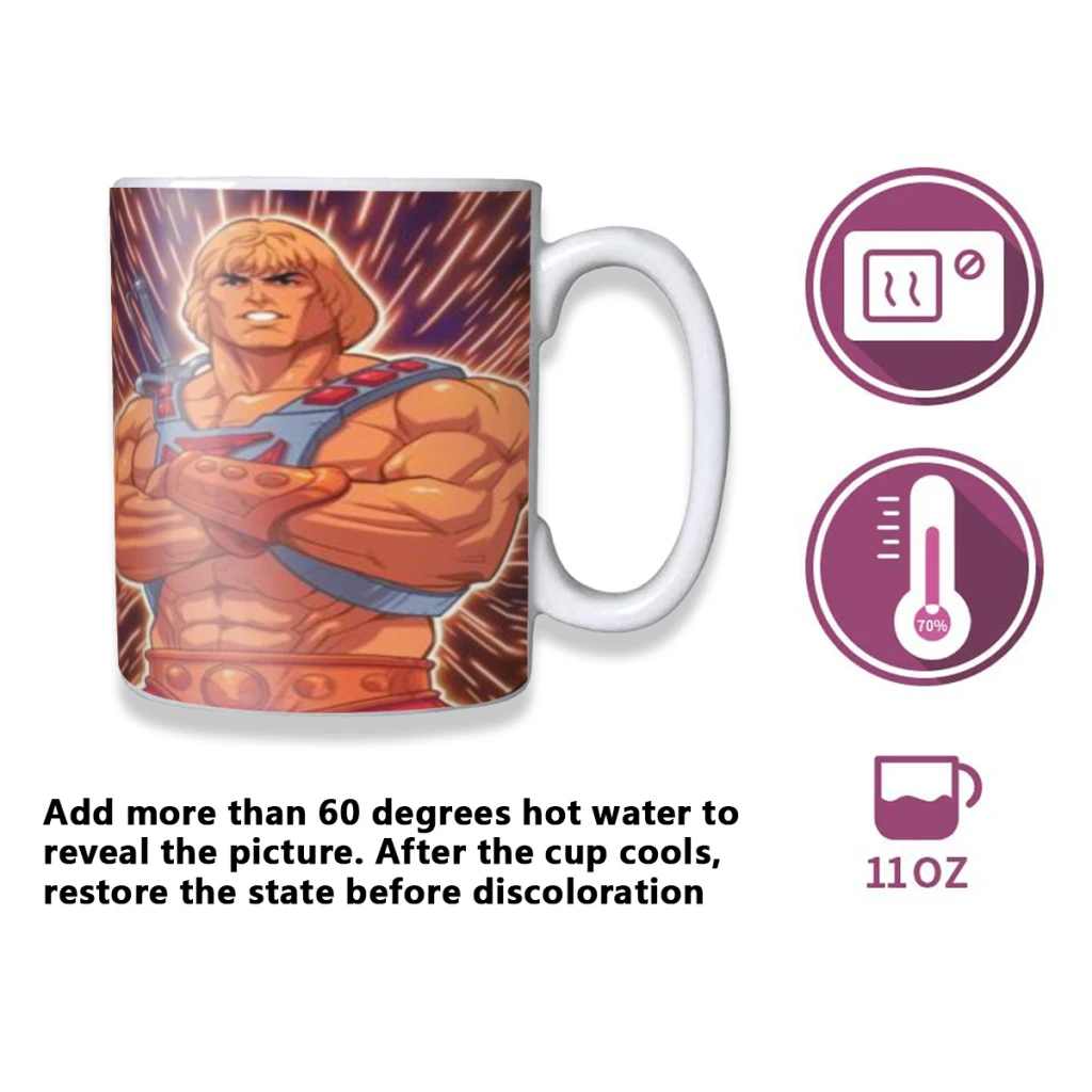 He Man Masters Of Universe Coffee Mugs Cup Color Changed Mug Heat Sensitive Tea Cup Coffee Mug Gift Mug Drop Shipping