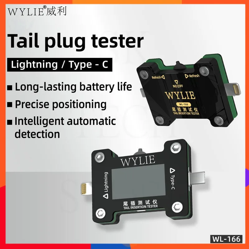 

WYLIE Smart Tail Plug Tester для iPhone Android, автоматическое обнаружение неисправностей с HD-дисплеем, анализатор портов молнии типа C, искатель ошибок
