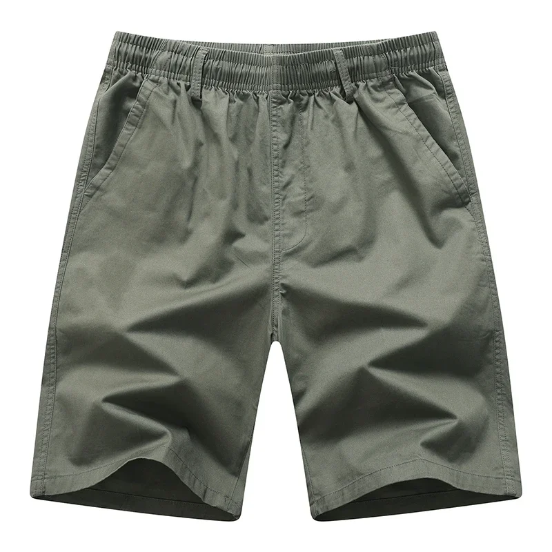 Men's Cotton Cargo Shorts Lightweight Breathable Solid Color Drawstring Zipper Pockets Casual Summer Sports Short Pants Men