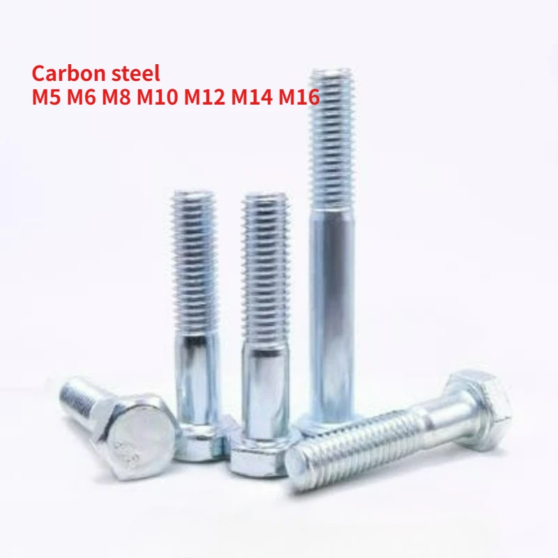 5-50pcs GB5782 High Strength 8.8 Grade Galvanized Half Tooth Hexagonal Square Head Screw Bolt M5 M6 M8 M10 M12 M14 M16