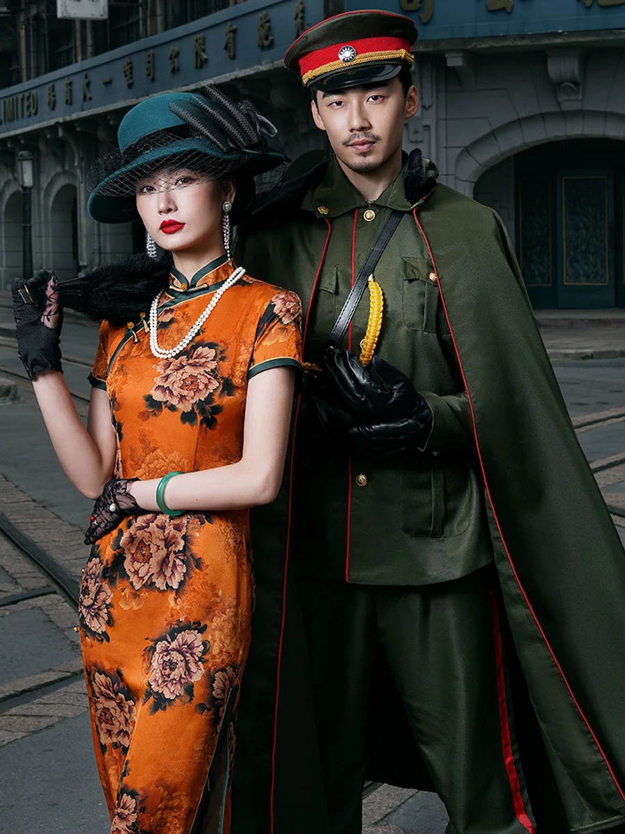 Chinese Style Plus Size Yellow Silk Traditional Qipao Evening Dress Hanfu Cosplay Costumes Performance Cheongsams Dresses