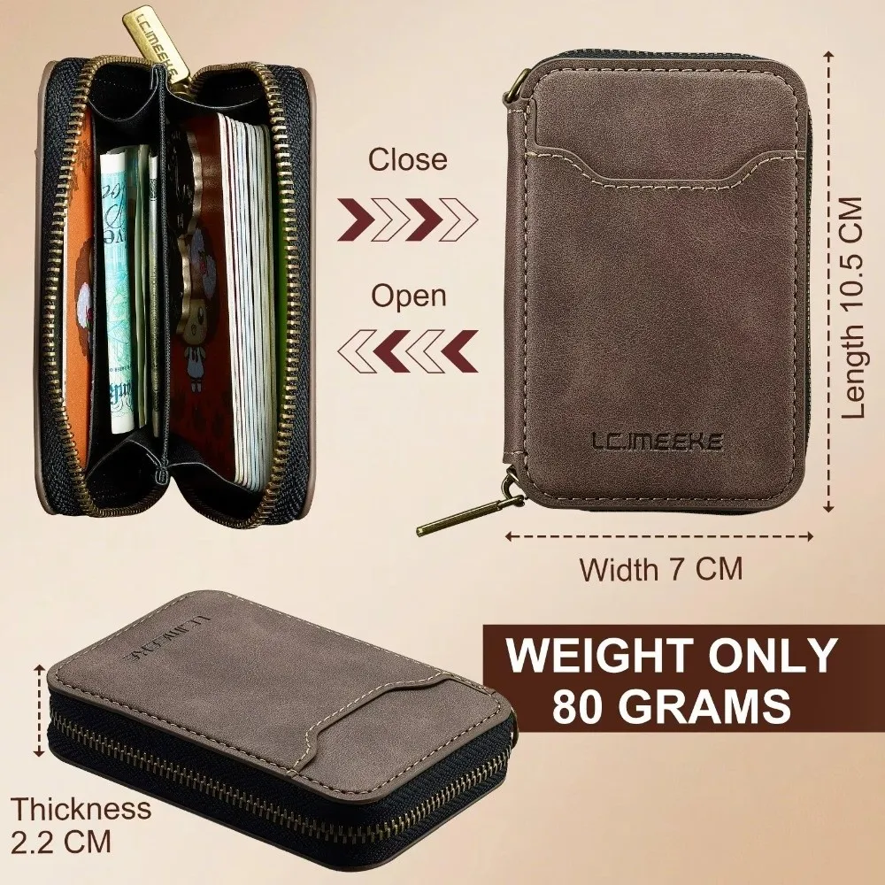 PU Leather Magnetic Phone Bag Anti-fraud Card Slot Leather Card Slot Wallet Zipper Closure Universal Phone Card Holder Wallet