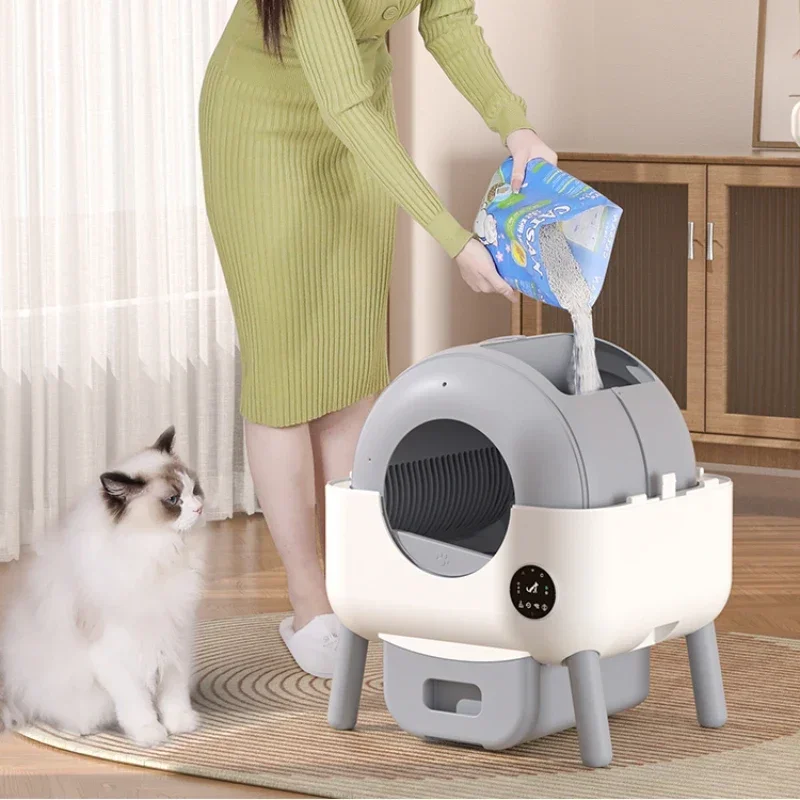 صندوق نفايات القطط الذكي مرحاض القطط المتضخم ماكينة نفايات القطط الأوتوماتيكية صندوق نفايات التنظيف الذاتي مرحاض Rascador Para Gato #4