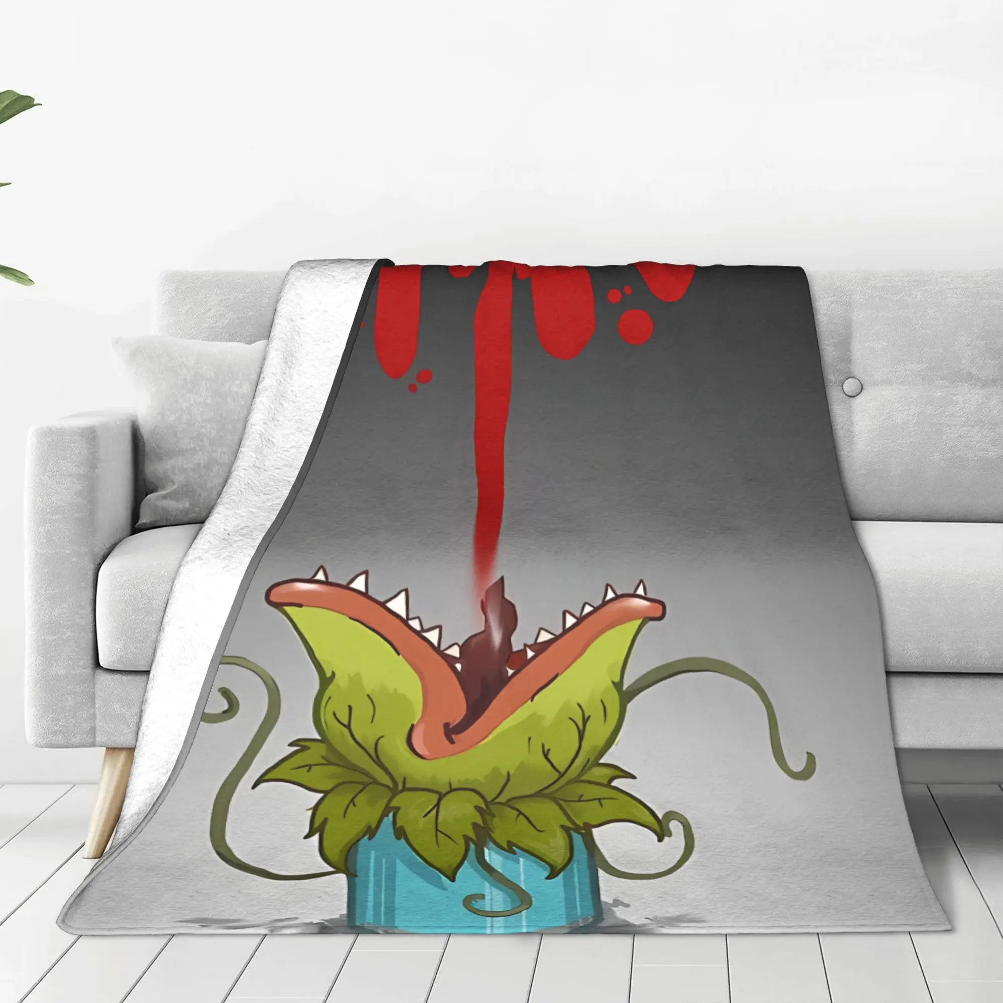 1PC Home Cutecore Wide mouthed Exotic Flora Little Shop of Horrors Blanket Super Cosy Plush Home Living Room Sofa Halloween