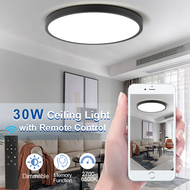 220V LED-Deckenleuchten mit 3 Farbwechsel-Optionen, Schlafzimmerlampe, LED-Innenbeleuchtung für Zuhause, Badezimmer, staubdichte LED-Deckenlampe – Detail 17