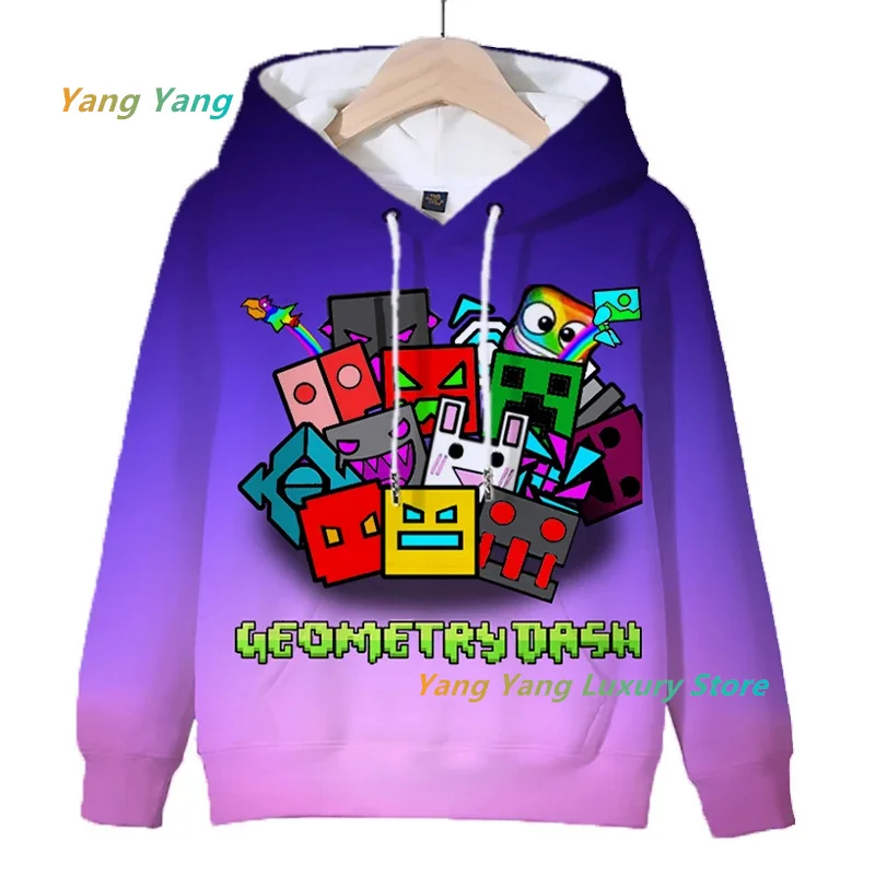 Christmas Kids Geometry Dash 3D Print Hoodies Cartoon Game Sweatshirts Tops Children Long Sleeve Pullovers Coat Sudadera Gifts