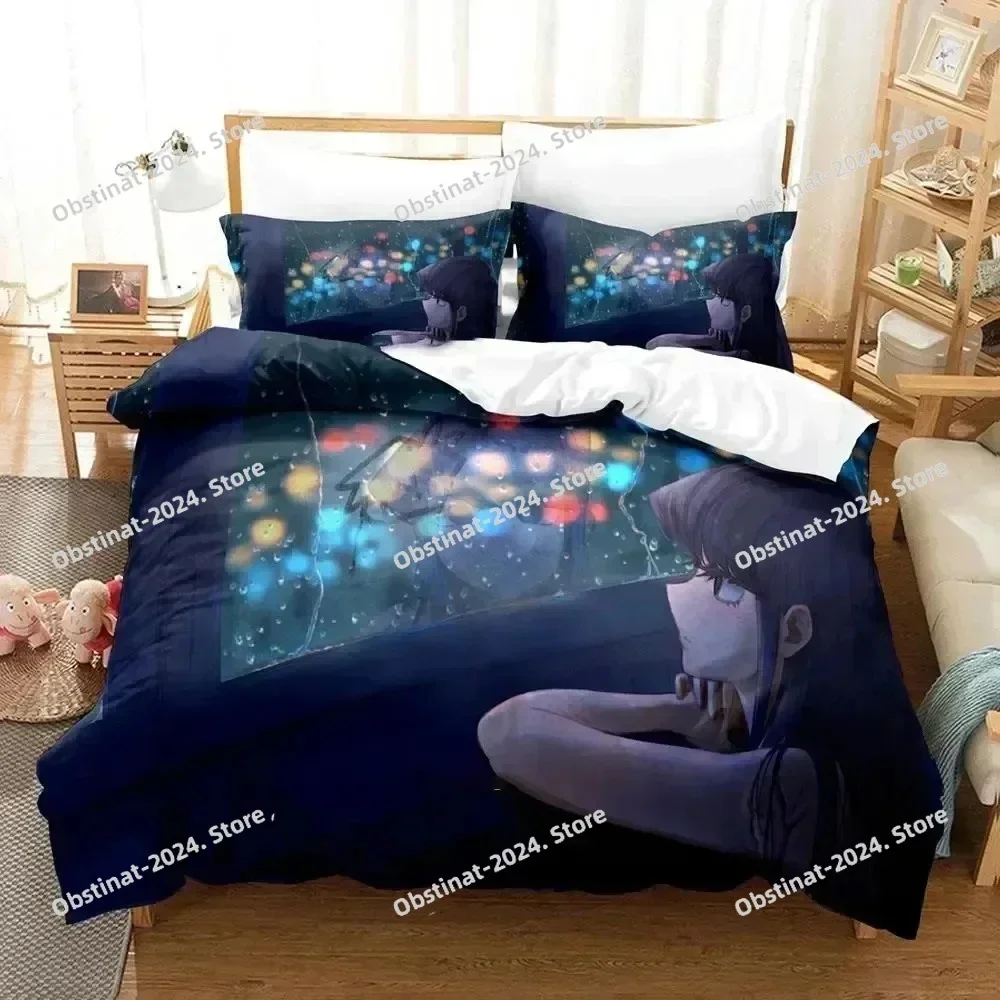 Anime Komi Can't Communicate Bedding Set Printed EU single Comforter Quilt Duvet Cover Pillow Case 3 Pieces Sets Kids Adult Size