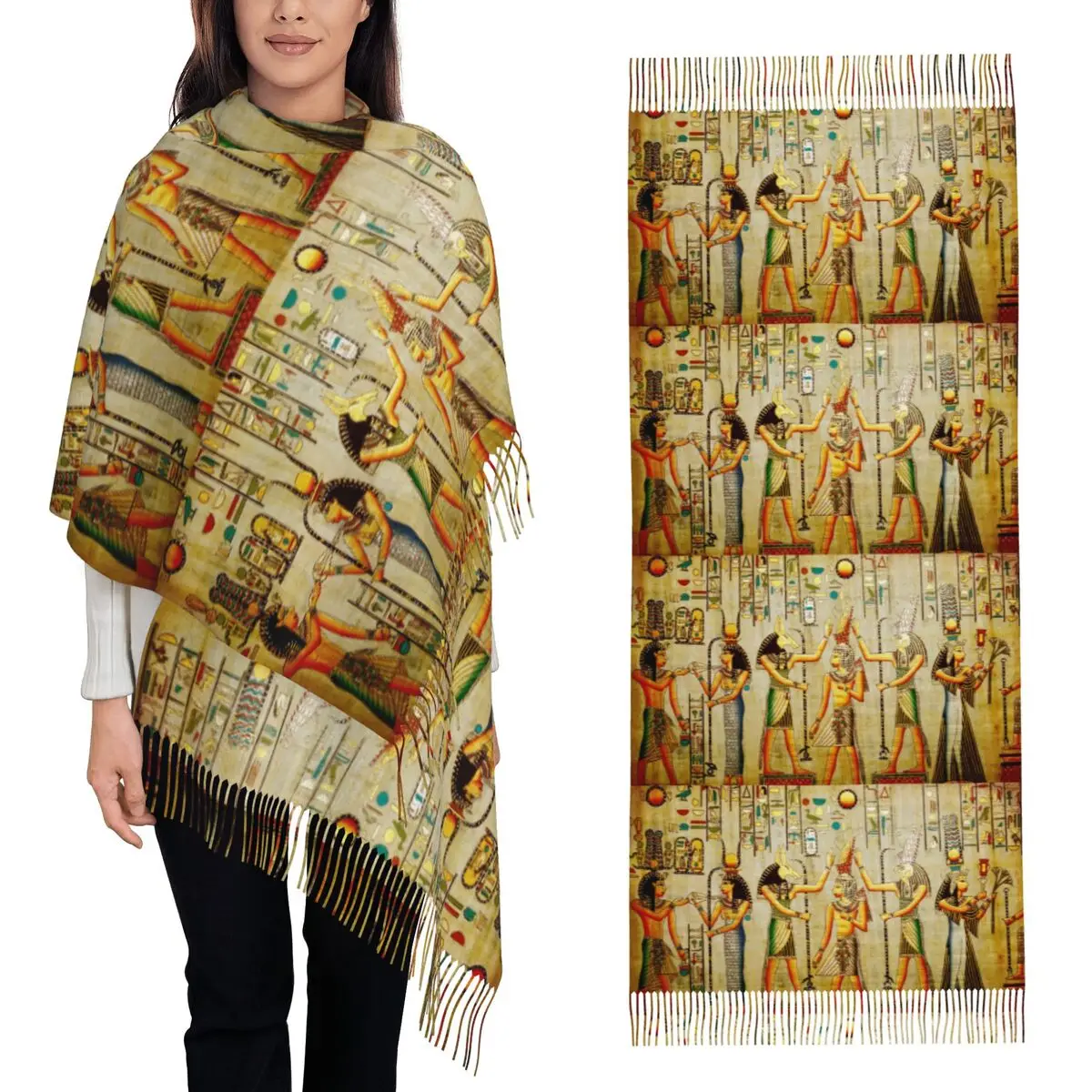 

Древний египетский шарф, шарфы с кисточками, женские мягкие теплые шали и накидки, большая осенне-зимняя шаль