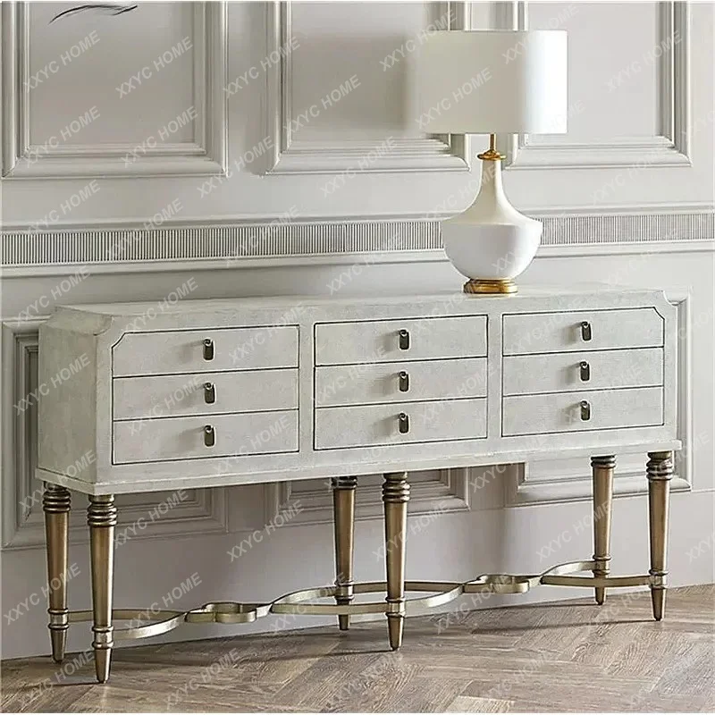 XX New Classic Entryway Sideboard Luxury Metal Stainless Steel Decorative Cabinet Living Room Partition Custom