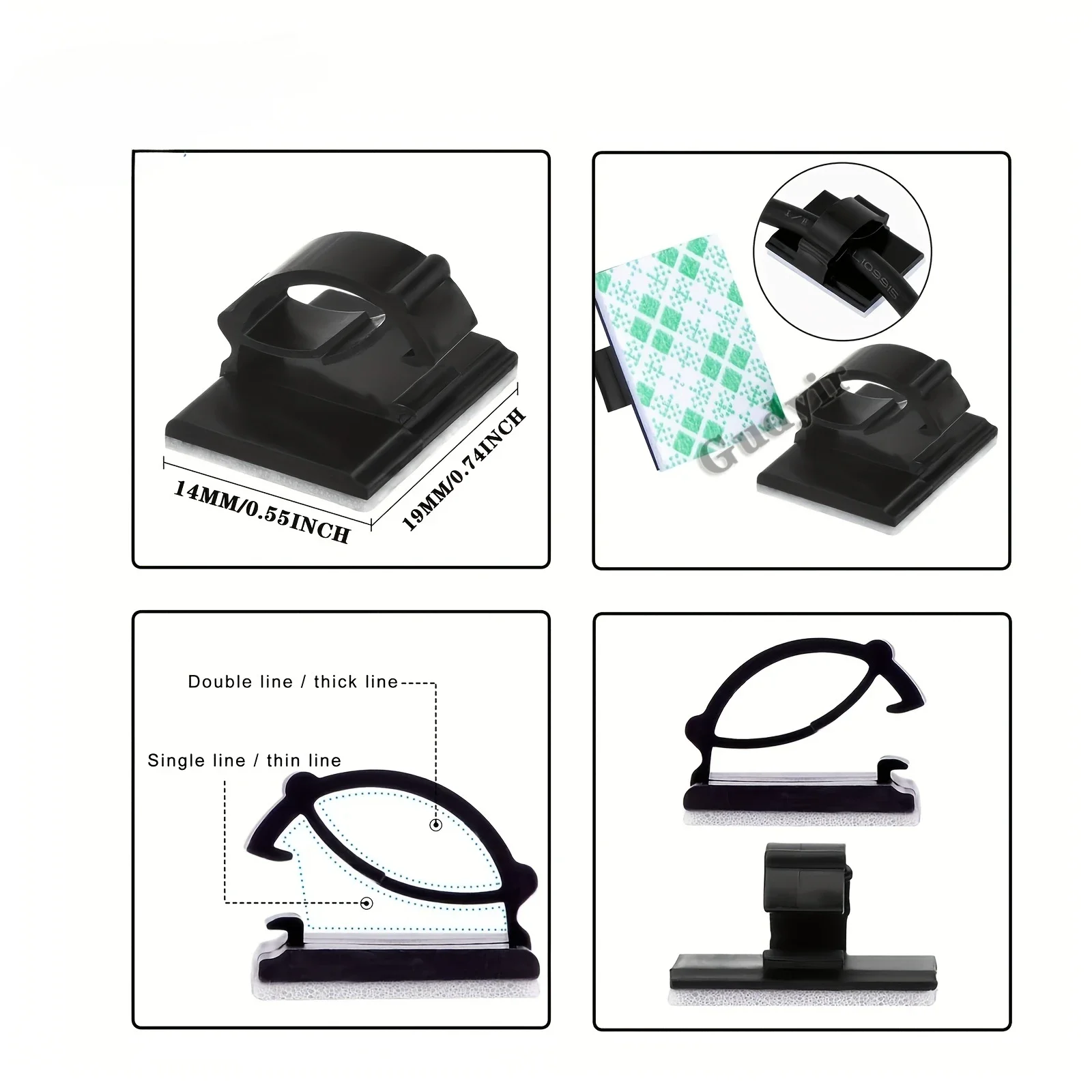 50pcs Adhesive Cable Clips Wire Clips Cable Wire Management Wire Cable Holder Clamps Cable Tie Holder For Car, Office And Home image 3