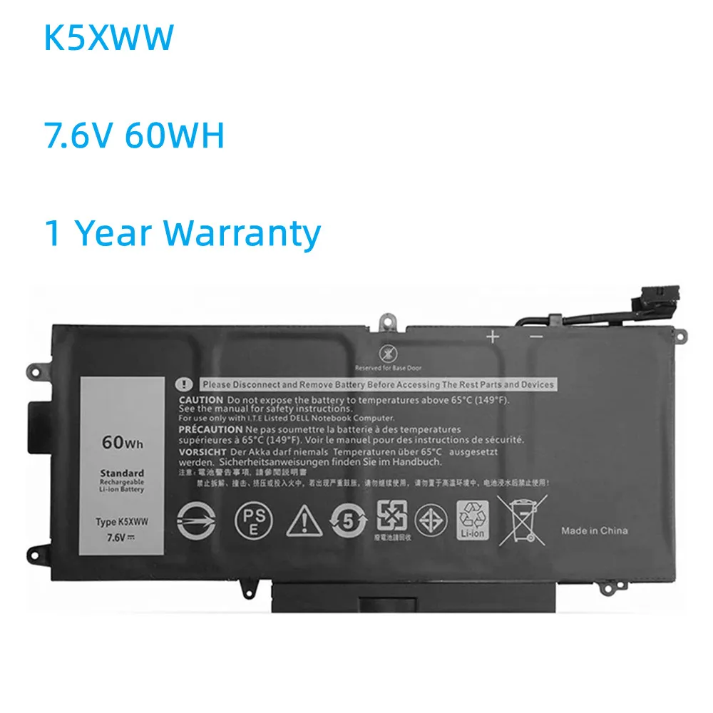 K5XWW Laptop Battery for DELL Latitude 5289 7389 7390 2-in-1 Series 71TG4 725KY N18GG 7.6V 60WH