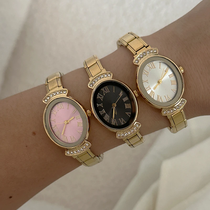 Vintage Oval and Round Shiny Watch Dial High Quality Watch Bracelets DIY 9MM Stainless Steel Charm Bracelet Jewelry For Gifts