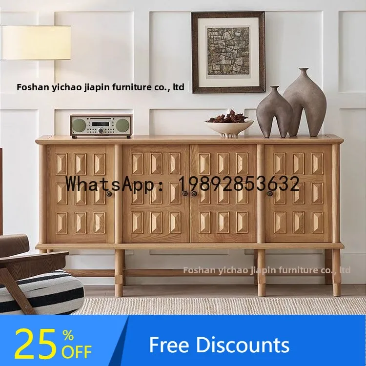 

CZ American Country Style Solid Wood TV Cabinet Vintage Distressed Entryway Storage Cabinet Antique Style Dining Side Cabinet