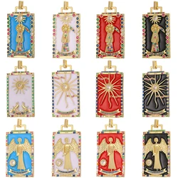 Juya 18K Real Gold Plated Enamel Tarot Supplies The Temperance Death Moon Sun Charms For DIY Evil Eye Pendant Jewelry Making