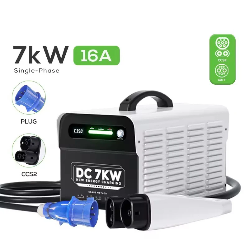 Portable 7kw Dc Fast Charging Station GB/T Dc Ev Charger Mobile Electric Vehicle Charging Pile Portable Ev Charger