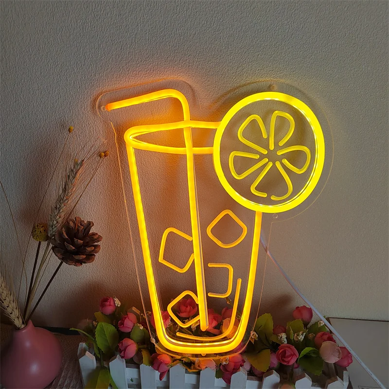 French Fries Coffee Neon Signs for Wall Lemon Tea Neon Light Restaurant Bar Pub Saloon Snack Doorway Signboard Decoration