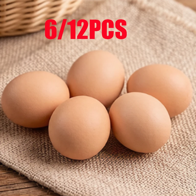 6/12 szt. Sztuczne jaja kurze, plastikowe jaja wspomagające położenie jaj przez kury, symulowane jaja do wylęgu drobiu, sztuczne jaja drobiowe, dekoracja ogrodowa